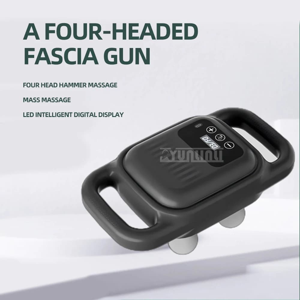 Four-Head Fascia Gun Massager Wireless Low Back Deep High Frequency Vibration Muscle Relaxation Massage Gun
