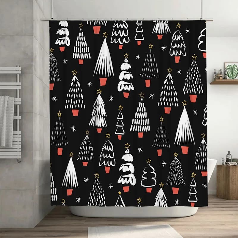 TU Botanical Tenda da doccia Alberi Modello Natura Foresta Sfondo Decorazioni per il bagno Agriturismo Rustico Accenti per la casa Arte moderna della parete