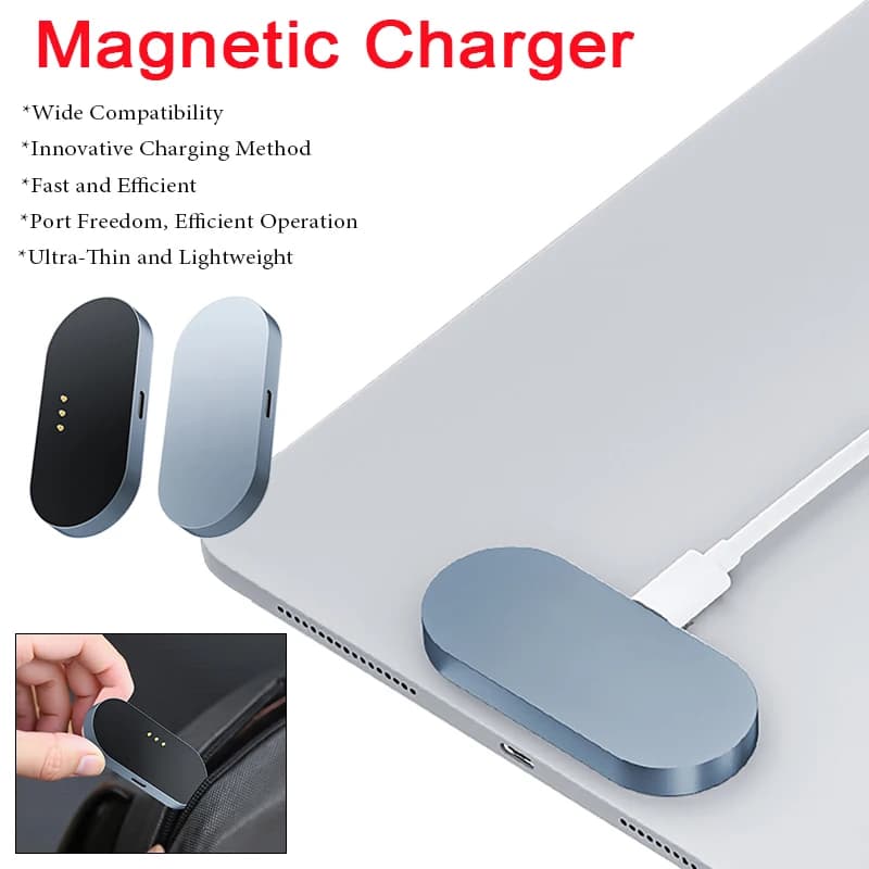 Caricatore Magnetico in Lega di Alluminio 18W (Max) con Cavo USB-C, Ricarica Rapida Compatibile con iPad, Caricatore a Contatto Magnetico Intelligente