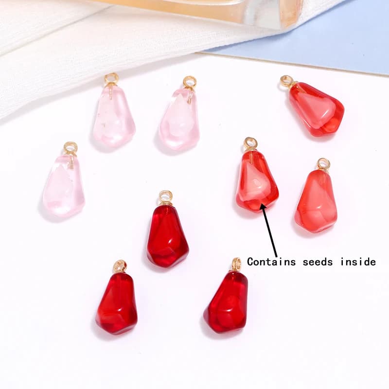 10 pendenti in resina con semi di melograno, ciondoli di frutta per orecchini fai da te, collane, braccialetti, gioielli, portachiavi, creazione di accessori per frutta