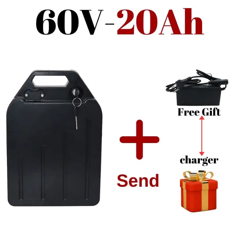 Batteria agli ioni di litio per moto elettrica 60V 20Ah 300-1500W per scooter elettrico pieghevole a due ruote Harley Citycoco, caricabatterie gratuito