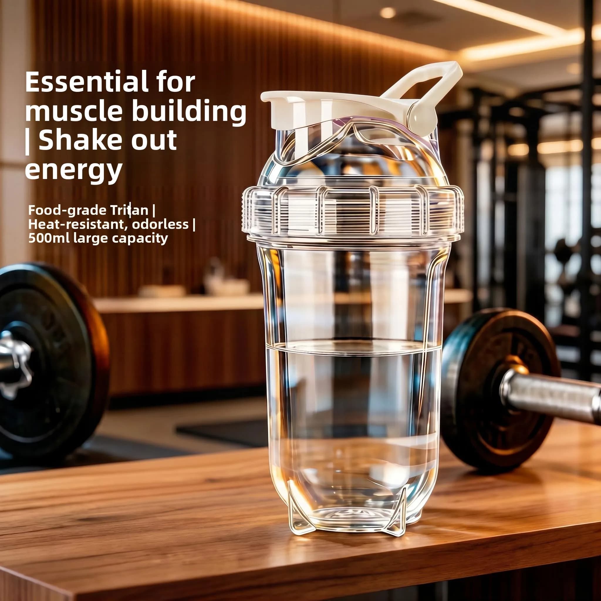 Large Capacity Portable Protein Powder Shaker Cup Men's Fitness Water Cup Drinking Cup Carry-On Brew Cup Nordic Style Plastic