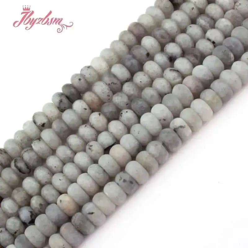 Perline di pietra a forma di rondelle larvikite grigia naturale per collana braccialetto creazione di gioielli filo 15 "perline sfuse fai da te 3x6mm/4x8mm