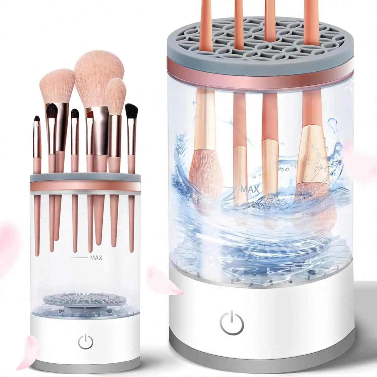 Makeup Brush Cleaner, Cozy Moon Brush Cleaner Automatic Rotating for deep cleaning, updated version and without need for installation, operation with one click, suitable for all makeup brushes (2 pieces)