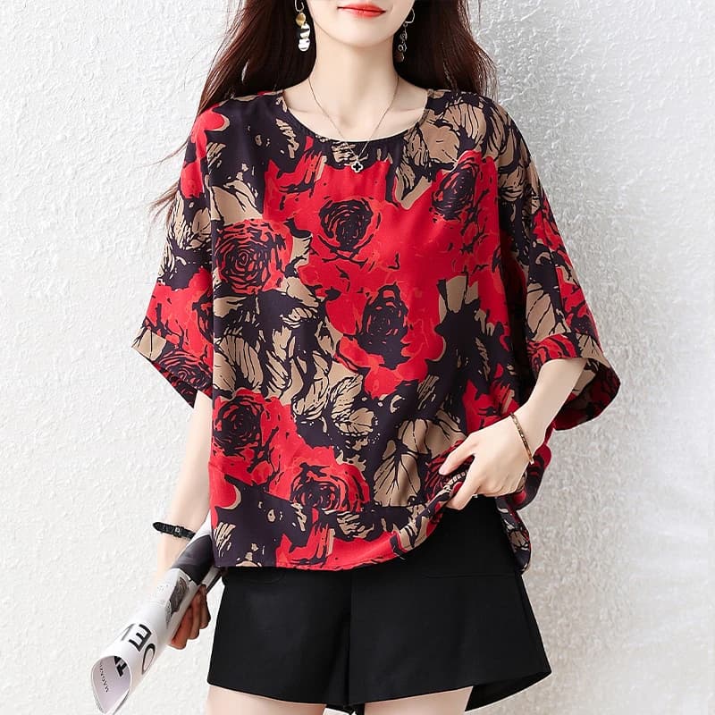 Summer 2026 New plus Size Casual Fashion Base Layer Shirt Women's Top Brand T-Shirt Artistic Commute Style Short Sleeve
