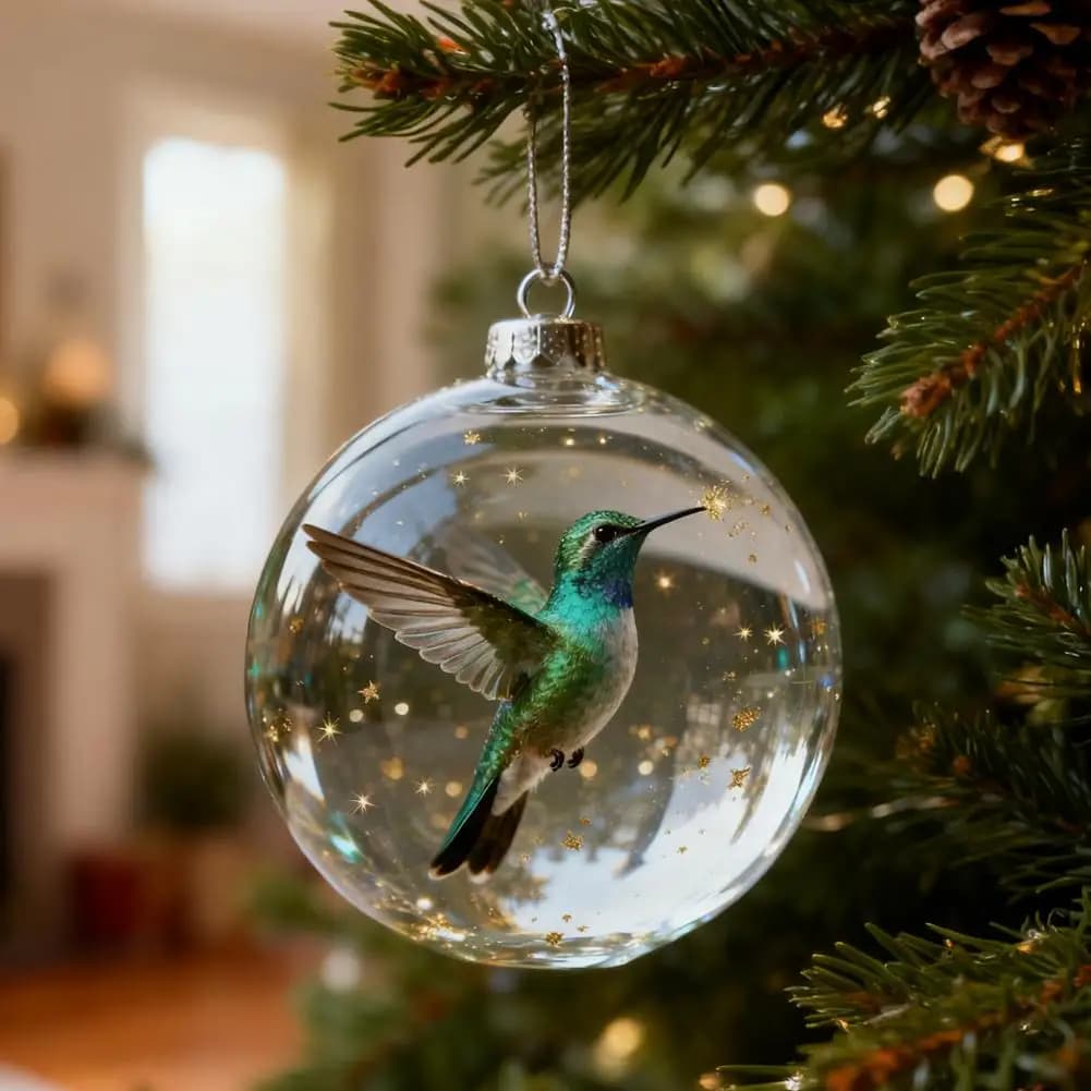 Birds Crystal Glass Ornament Clear Plastic Bird Christmas Ball Ornament Xmas Tree Memorial Gift For Holiday Indoor Home Decor