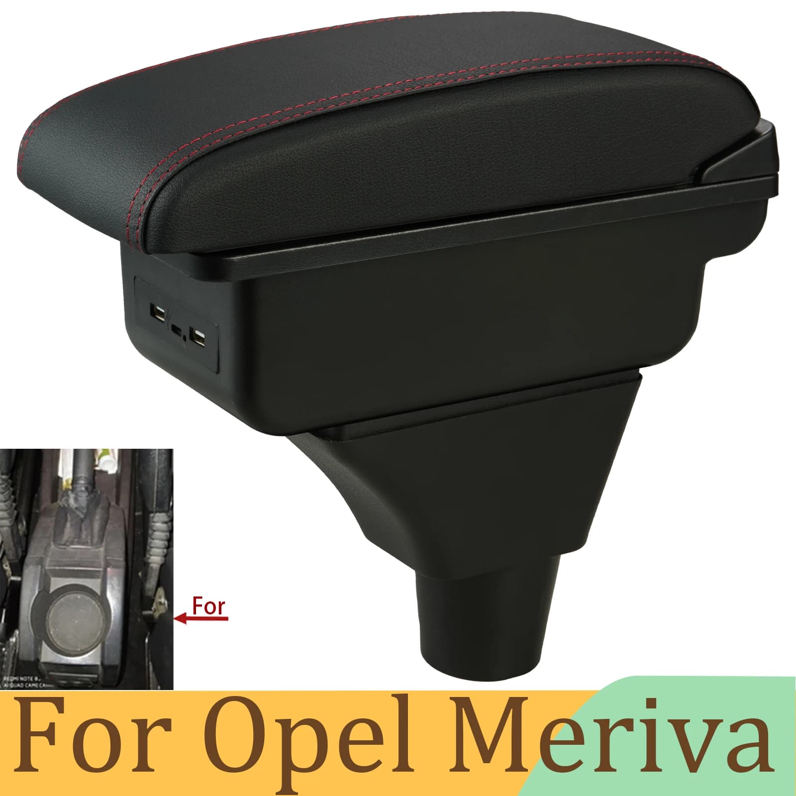 Per Opel Meriva: Bracciolo con vano portaoggetti, supporto per gomito, console centrale, porta USB dedicata, accessori auto per retrofit