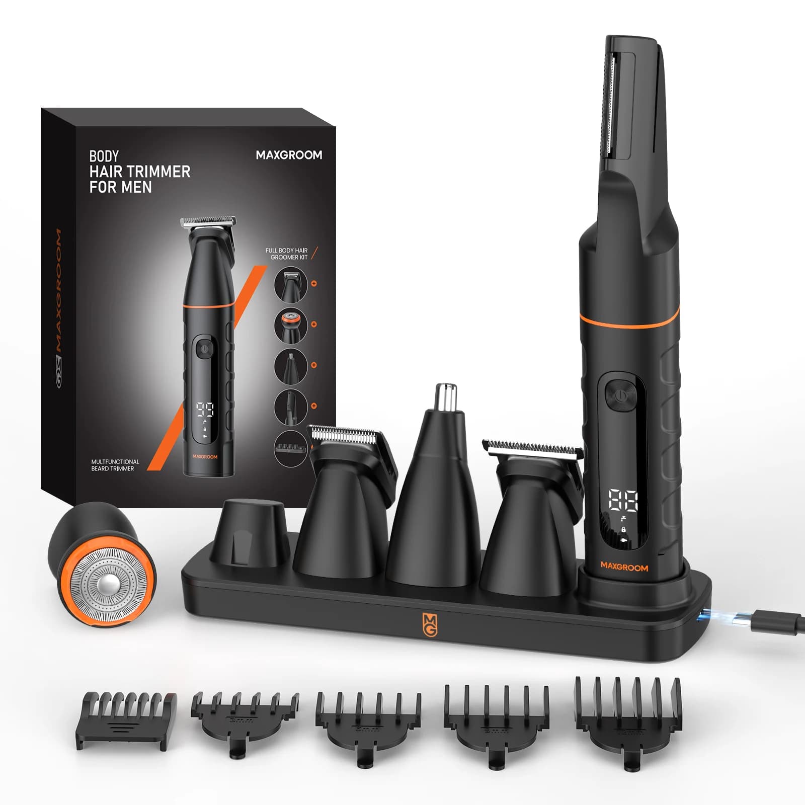 MAXGROOM Multifunctional Manscaping Grooming Kit IPX6 Full Body Wash LED Display Type-C Rechargeable Male Hair Trimmer