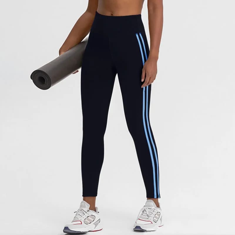 Aiithuug Linee laterali Leggings da yoga Leggings a vita alta per donna Burro Liscio Morbido Donna Solido Yoga Elastico Palestra Striscia stretta