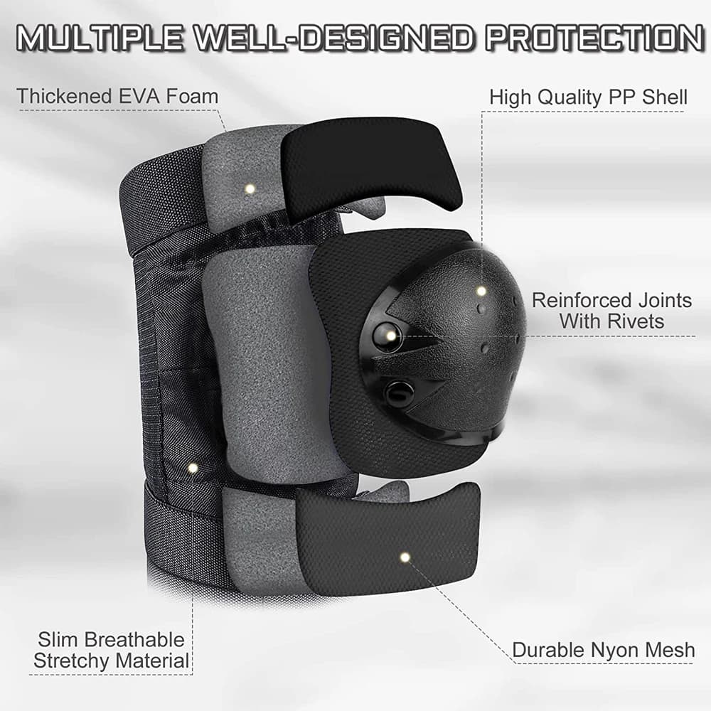 Set of 7 Pieces Protection for Knee, Elbows, Inches and Helmets for Teenagers and Adults, for Skating, Skateboard, Cycling