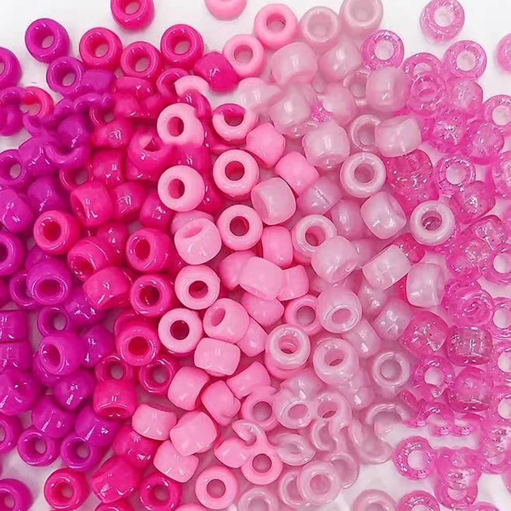 100 pz Acrilico Pony Perline 6x9mm Bulk Plastica Foro Grande Rosa Penna Perline Per Capelli per FAI DA TE Braccialetto di Amicizia Creazione di Gioielli Trecce