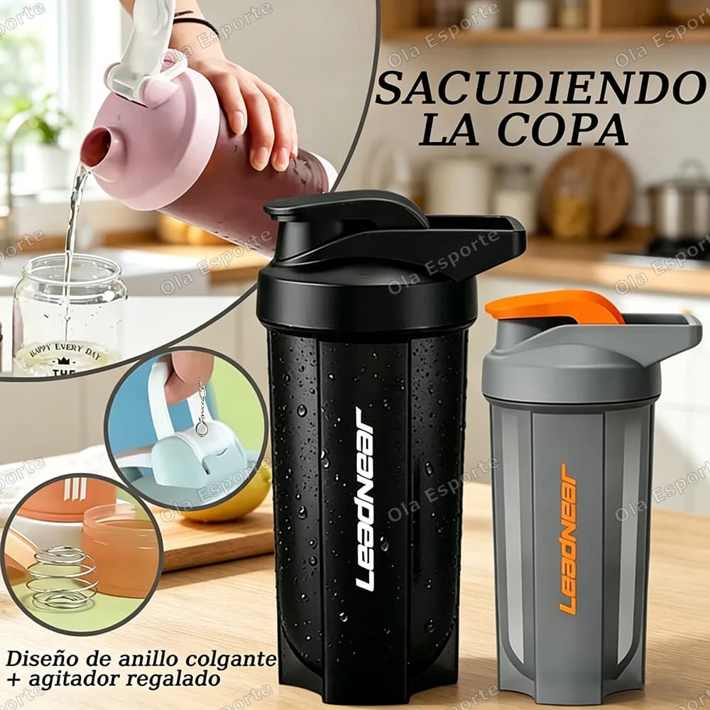 Borraccia shaker sportiva portatile da 500 ml, tazza shaker per proteine in polvere, borraccia impermeabile per palestra, fitness, allenamento.