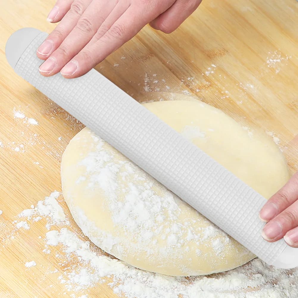 1 pezzo di mattarello in silicone con manici in legno Rullo di pasta antiaderente per torte, fondente, pasticceria, biscotti, pizza pulita