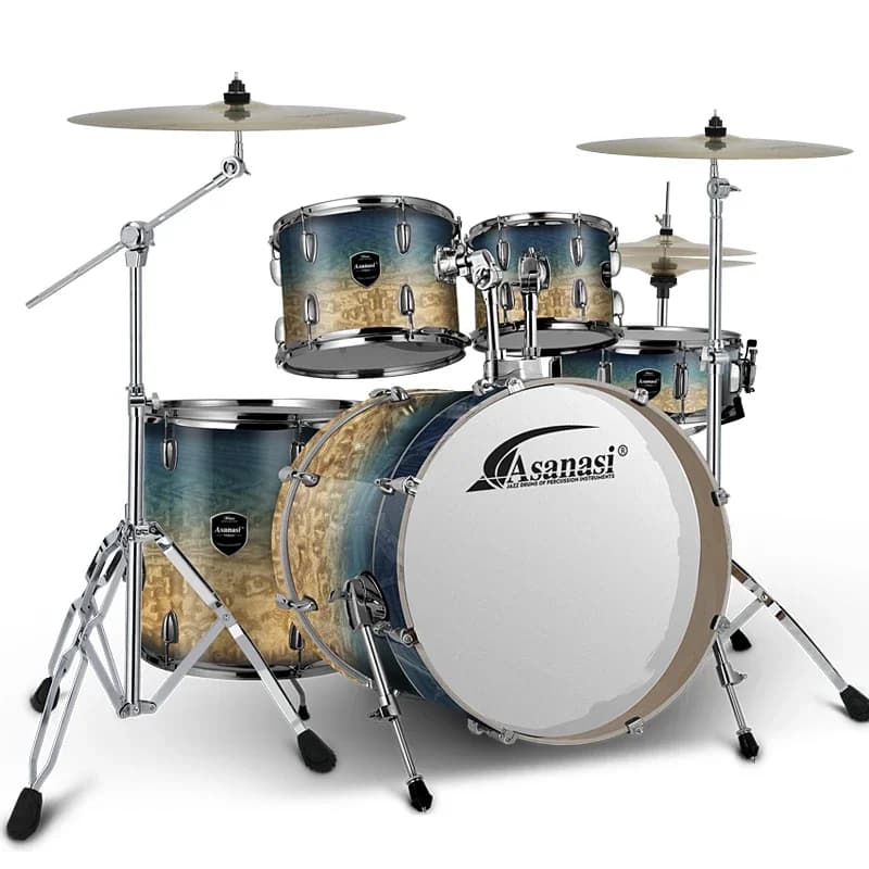 Batteria jazz professionale 5 Tamburo 3 4 Set di piatti R70/80 Piatti in lega di rame Remo Tamburo Pelli Sgabello doppio libero Pad antiscivolo