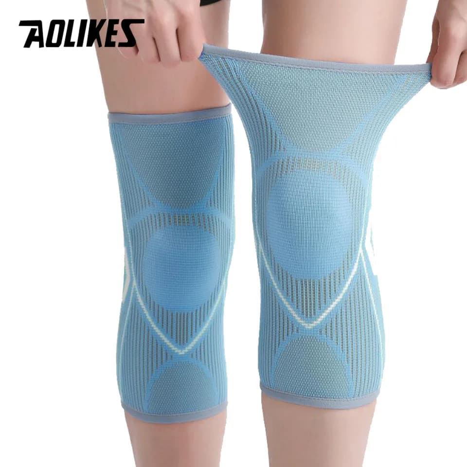 AOLIKES nuove ginocchiere supporto manicotto di protezione ginocchiera elastica supporto a molla pallavolo basket Running Pad in Silicone