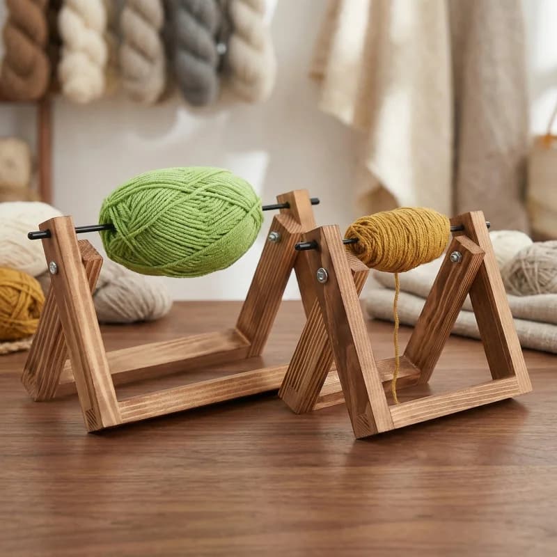 Porta-gomitoli da cucito con bobina rotante, avvolgitore per gomitoli, porta-gomitoli per lavoro a maglia, base per gomitoli, supporto per gomitoli in legno massello