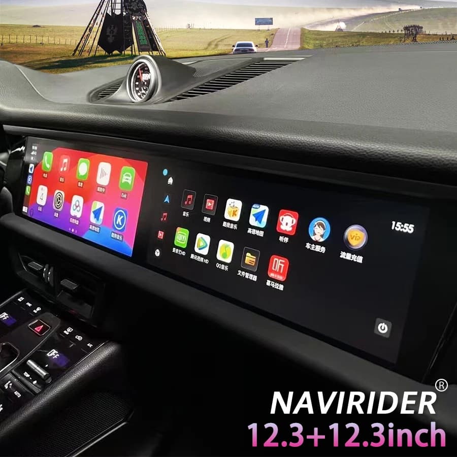 12.3+12.3inch For Porsche Macan 2014-2017 PCM 3.1 4.0 Dual Screen Stereo Car Radio GPS Carplay Multimedia Player Android Auto