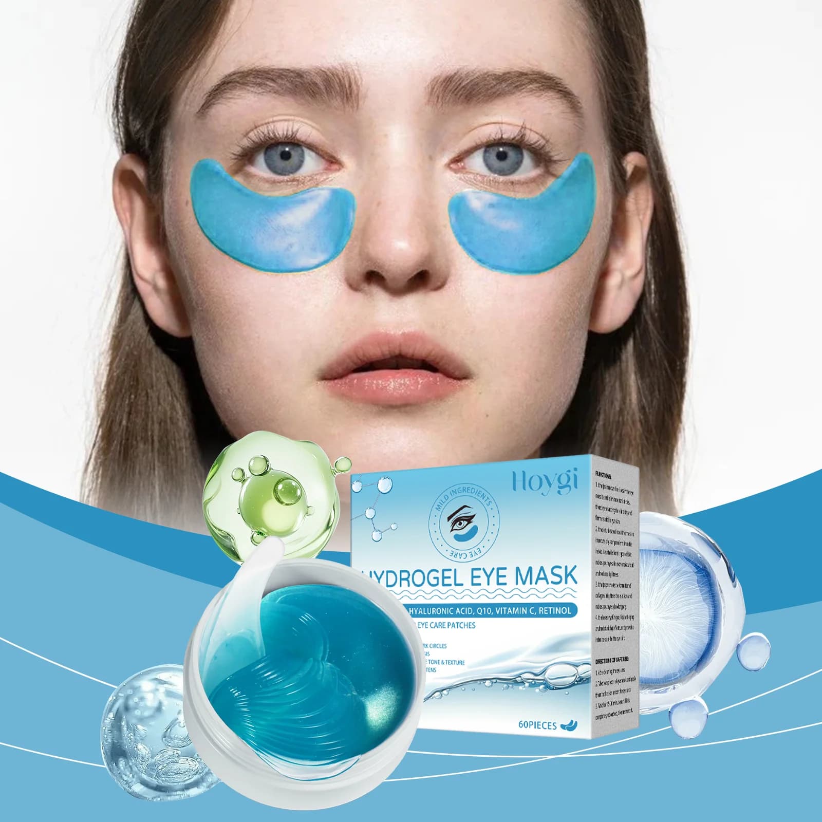 30 Pairs Wrinkles Retinol Vitamin C Hyaluronic Acid Collagen Hydrate Moisturizer Crystal Under Eye Mask