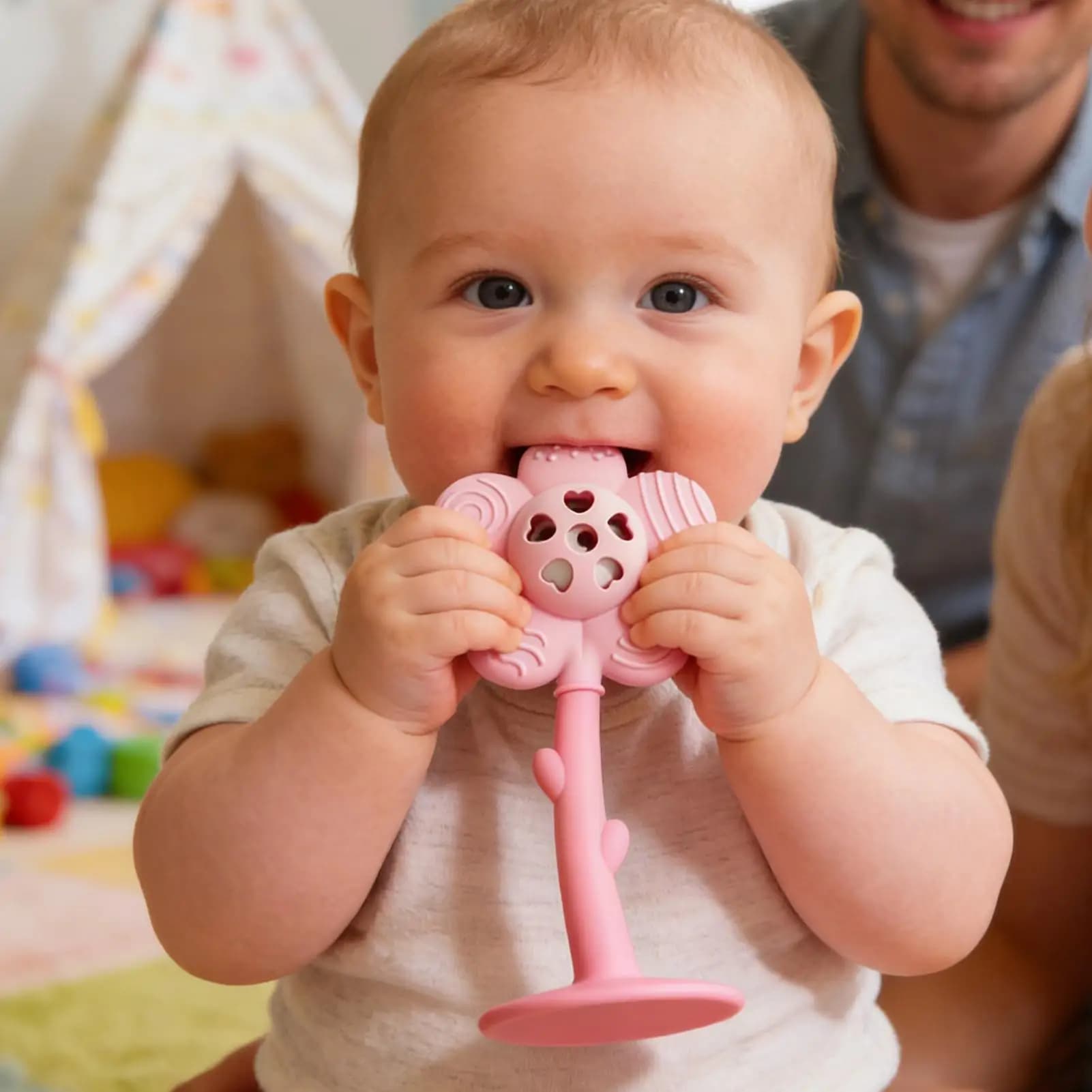 Giocattolo sonaglino massaggiagengive ergonomico morbido antiurto e giocattolo sensoriale per casa, interni, dormitorio, appartamento, shopping