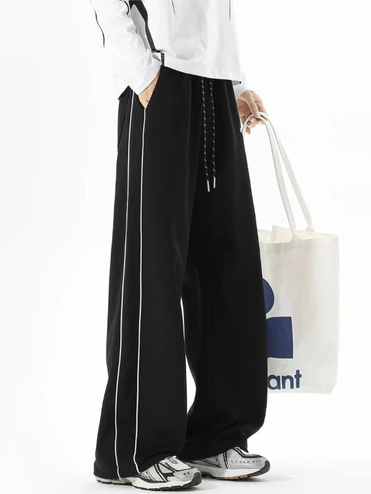 Men's pants lined with fleece, warm for winter, straight leg, casual, wide fit, sports, for outdoor use in autumn