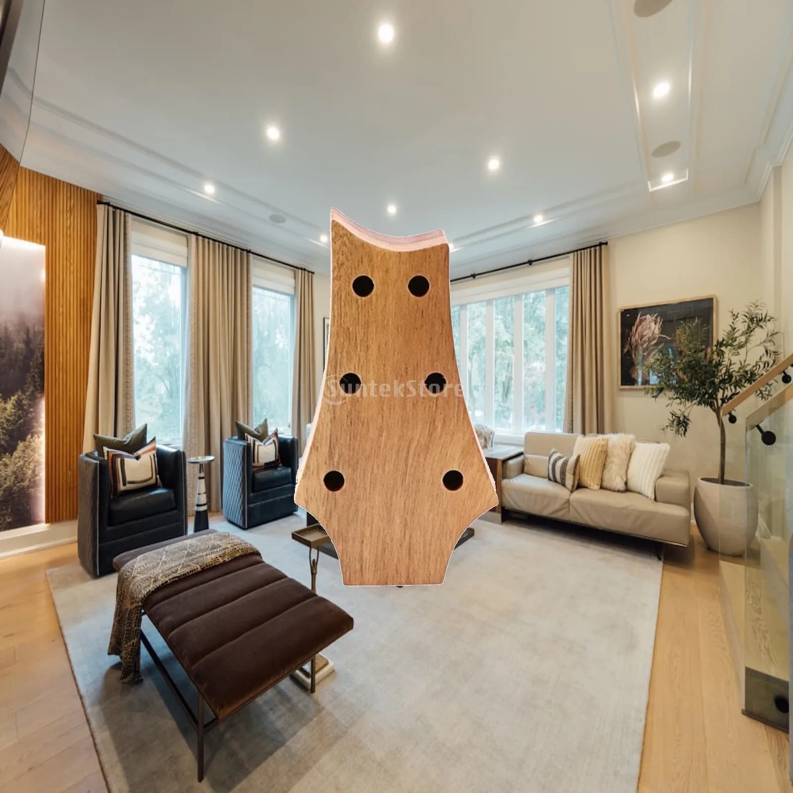 Guitar Pick Storage Holder Maple Wood Box with Headstock Theme for Musical Instrument Accessories