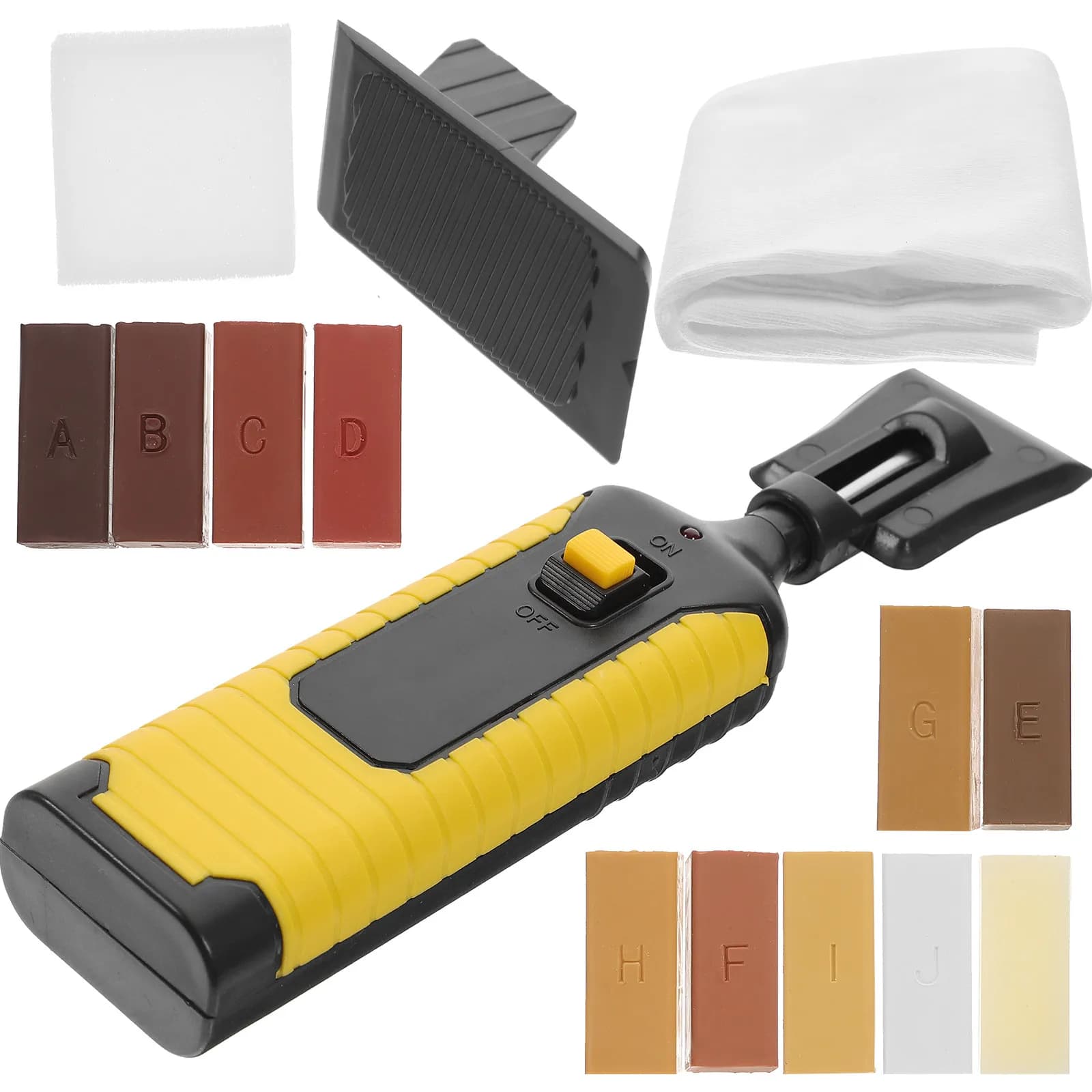 Kit di Riparazione per Pavimenti in Laminato con Tecnologia di Riscaldamento Rapido, Blocchi di Cera per Rimozione Graffi su Pavimenti in Legno e Vinile