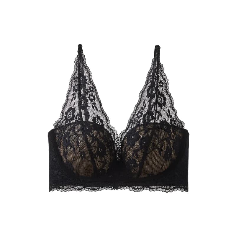 Reggiseno Senza Ferretto in Pizzo con Collo all'Americana, Stile Francese di Lusso, per Busto Piccolo, con Schiena Elegante, Puro e Sensuale, Lingerie Casual - Tendenza 2026