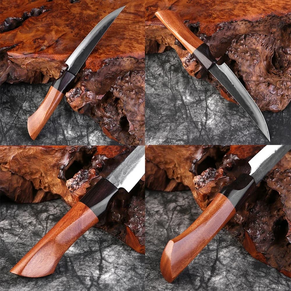 1-6PCS Set of hand forged cook knives Triple layer 9CR18MOV High carbon steel kitchen knives including mannaia, synoku and multipurpose knife