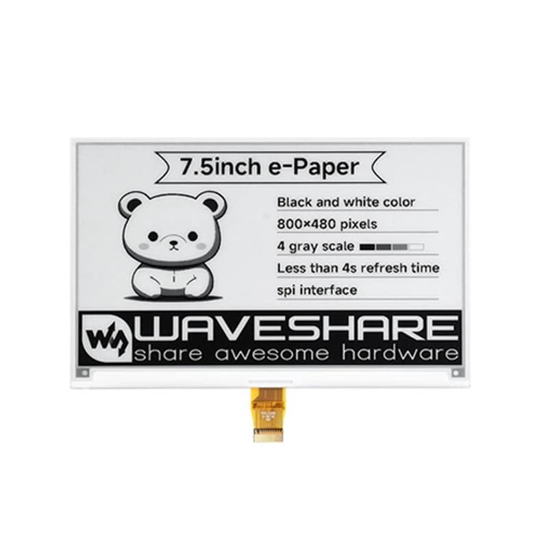 Waveshare 7.5 inch E-Ink display 800 × 480 E-Paper screen black white for motherboard series Raspberry Pi Jetson Nano RDK X3