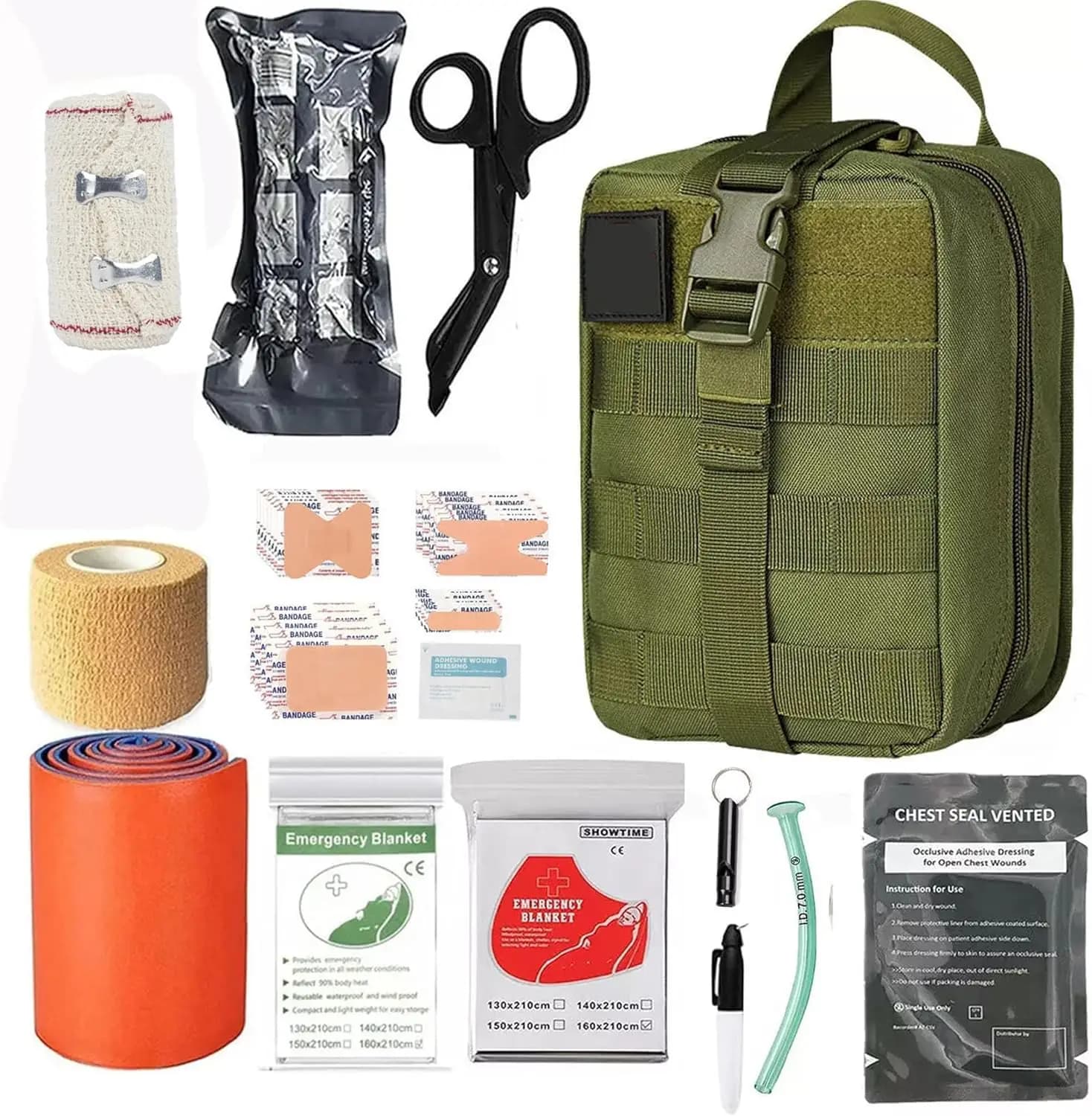 Kit di Pronto Soccorso Tattico: Borsa Admin MOLLE IFAK - Kit di Sopravvivenza EMT per Controllo Emorragie e Traumi con Benda da 6 Pollici
