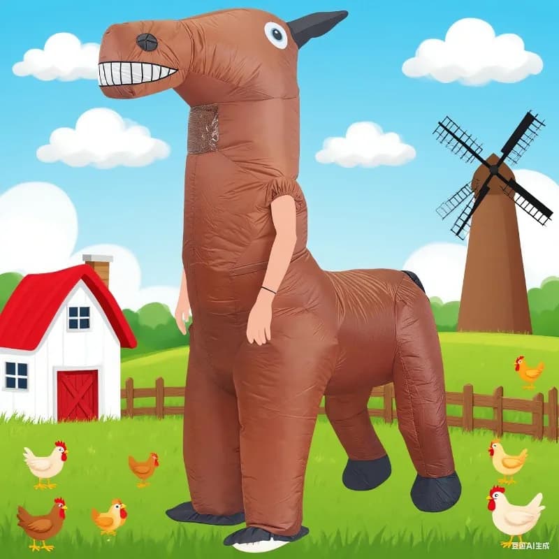 Inflatable Horse Costume Horse Jumpsuit Inflates Through The Air Funny Fancy Dress Halloween Cosplay Party Holiday Gift