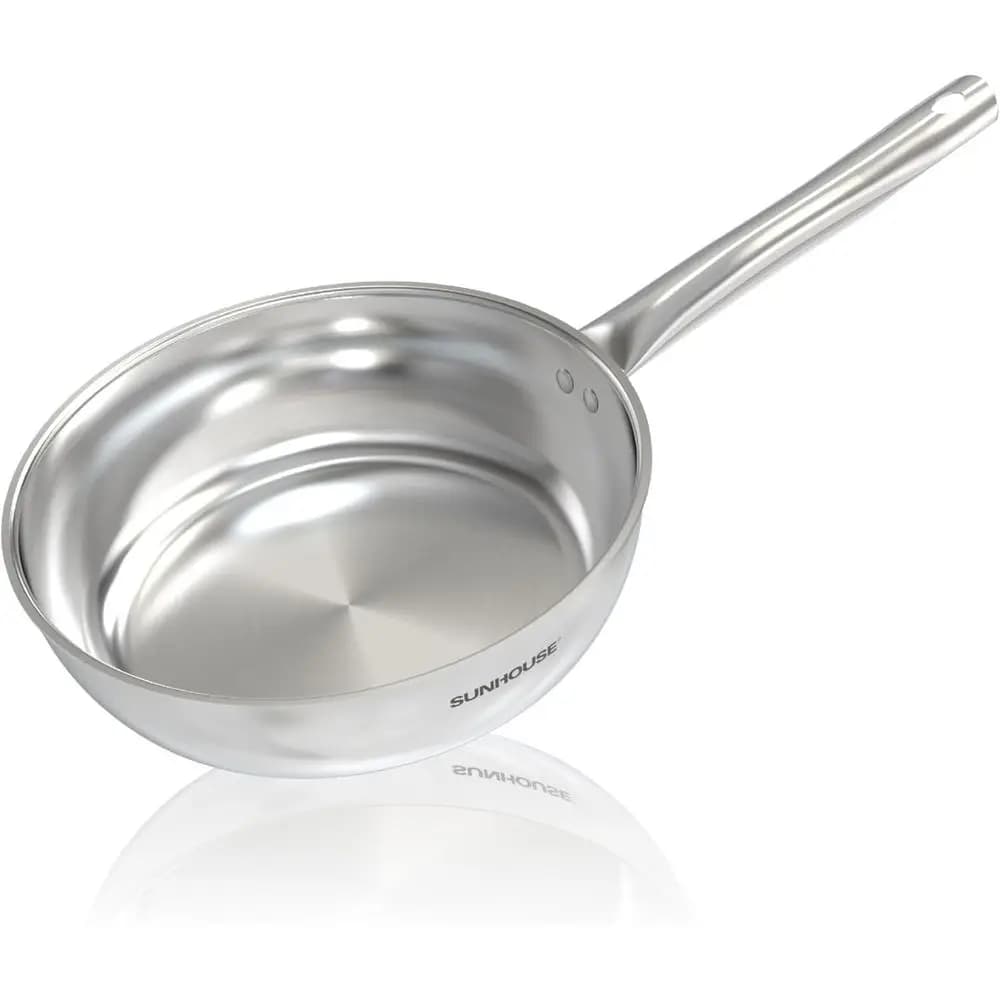 8 Inch 3-Ply Stainless Steel Frying Pan with Cool Handle, Oven and Dishwasher Safe, Induction Ready
