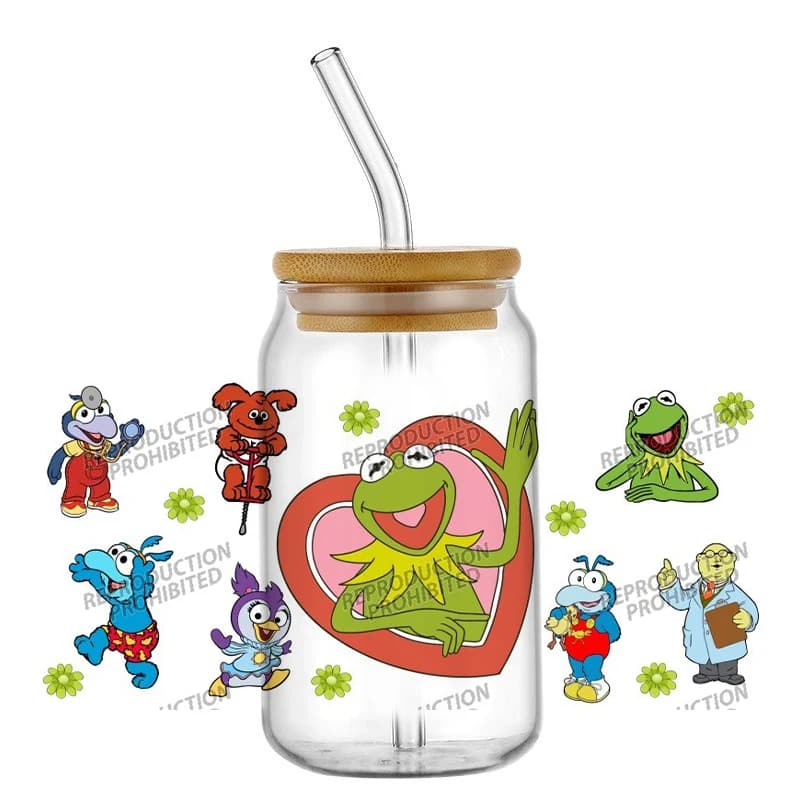 Nuovo Design: Adesivi Impermeabili 3D dei Muppets, Trasferimenti UV DTF, Adesivi per Bicchieri da 16oz, Decorazioni per Tazze, Regali Fai-da-Te, Adesivo Carino a Forma di Tartaruga