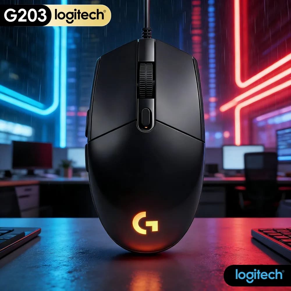 Logitech G203 Wired Gaming Mouse Reliable Signal Soft RGB Variable DPI USB For Desktop Pc Office