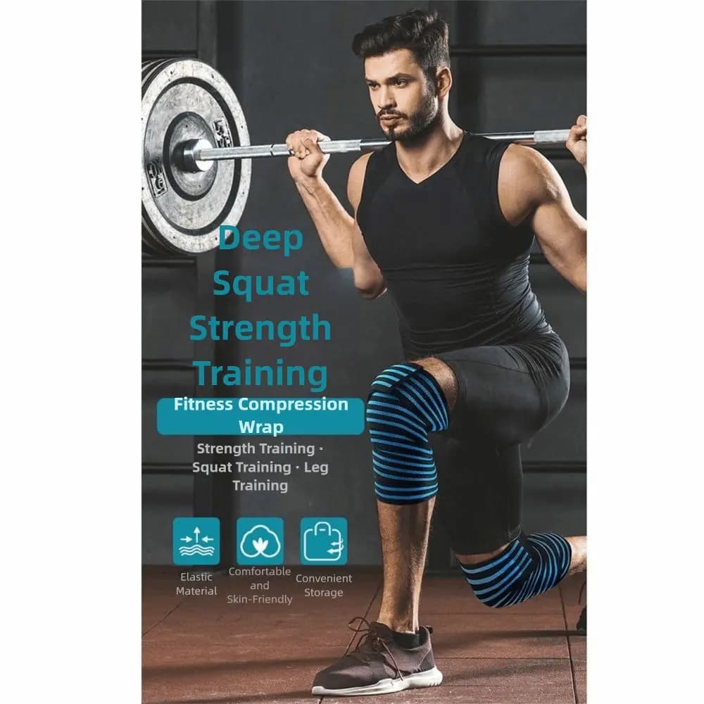 Fasce Elastiche per Ginocchia 180*8CM, Cinghie di Compressione, Bende per Ginocchia, Protezioni per Ginocchia, Supporti per Sicurezza Sportiva, Allenamento Squat
