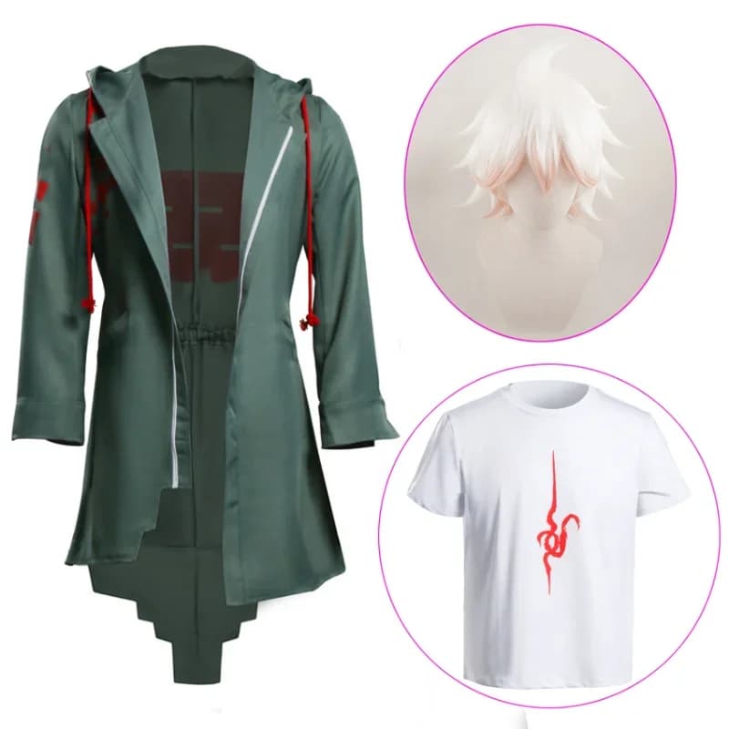 CosplayAnime Danganronpa Nagito Komaeda Cosplay Halloween Costumes for Men Wig Role Play Uniform Party Clothing Jacket T-Shirt S