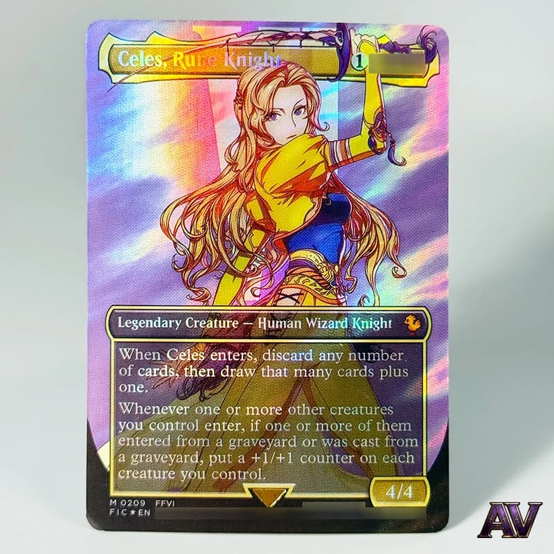 Celes, Cavaliere Runico, Carte Proxy Magiche Istantanee Senza Bordo Masters, Carte Collezionabili per Hobby, Surgefoil