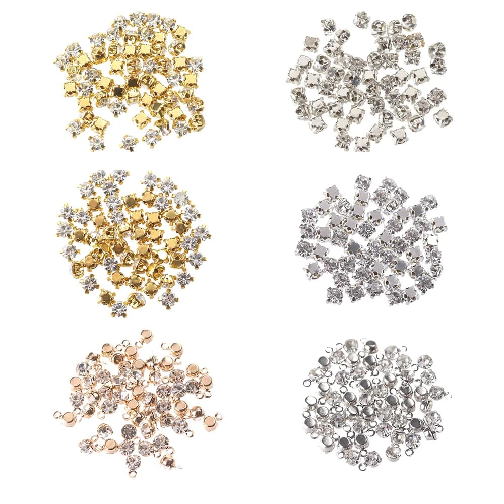 50Pcs Mini Rhinestone Buttons For Doll Jewellery Necklace Bracelet Earrings Shining Diamond Buckles For Craft Sewing Clothes