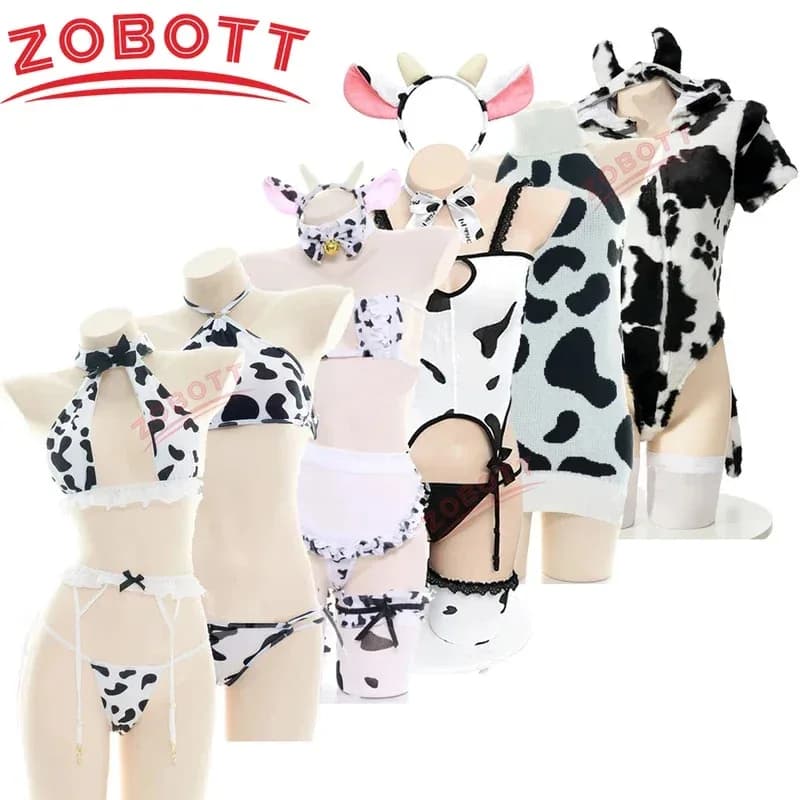 Hot Toys Cow Series Costume da bagno Body Bikini Cameriera Unifrom Costume Summer Beach Kawaii Girl Costumi da bagno Gonna Uniforme Set Cosplay