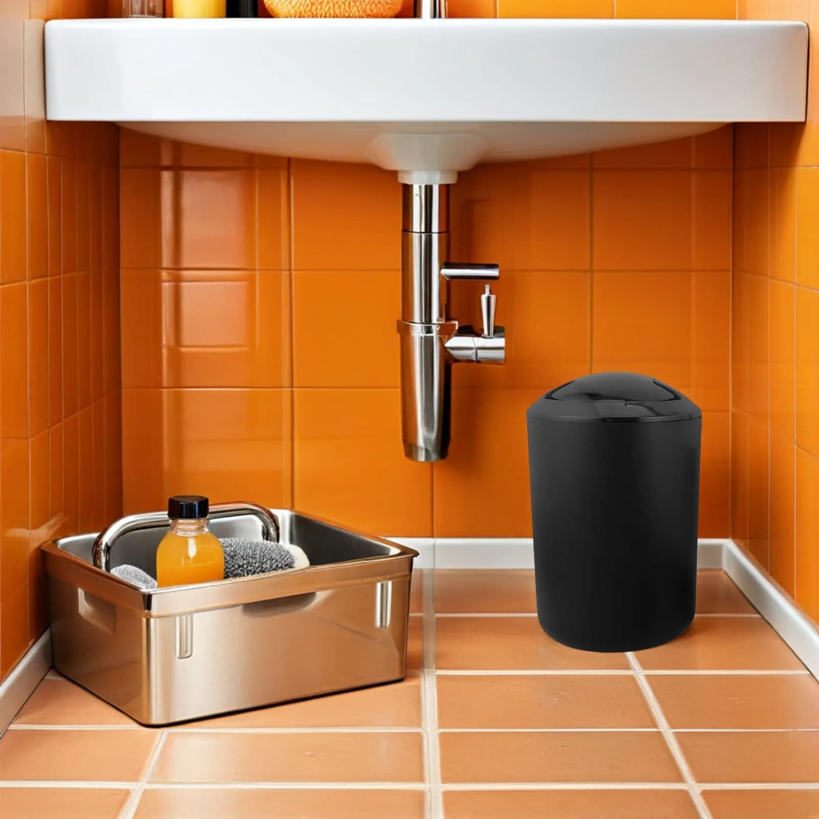 1Set Bathroom Accessories Set Complete Bathroom Organizer Modern Toothbrush Holder Soap Dish Trash Can Toilet Brush Vanity