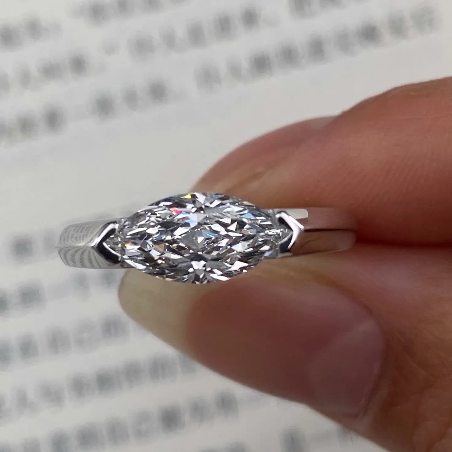 S925 Sterling Silver Ring High Sense Angel's Eye Ring Light Luxury Versatile Fashion Ring Horse's Eye Diamond Ring