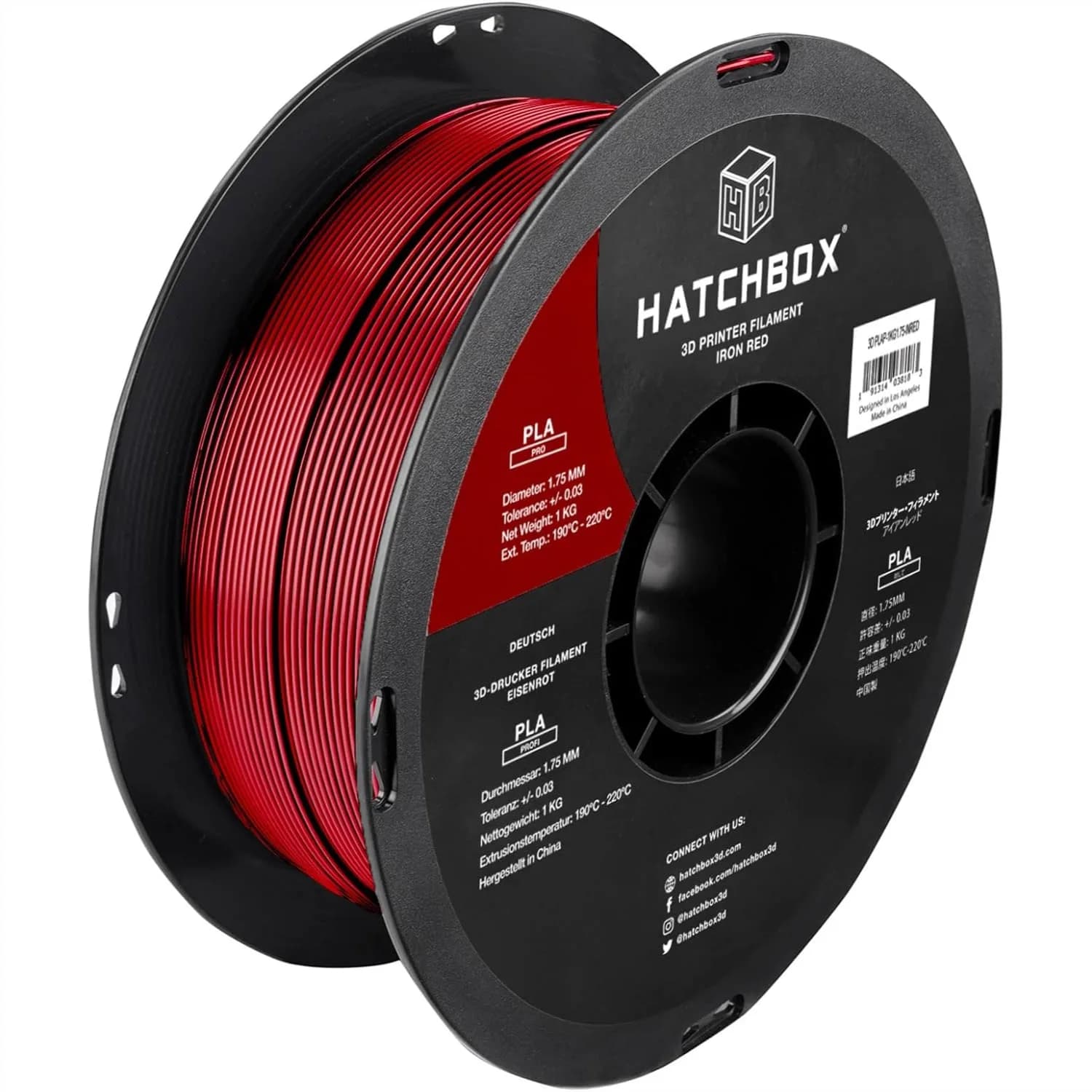 Filamento PLA PRO+ da 1,75 mm per Stampante 3D, Precisione Dimensionale +/- 0,03 mm, Bobina da 1 kg, Rosso Ferro