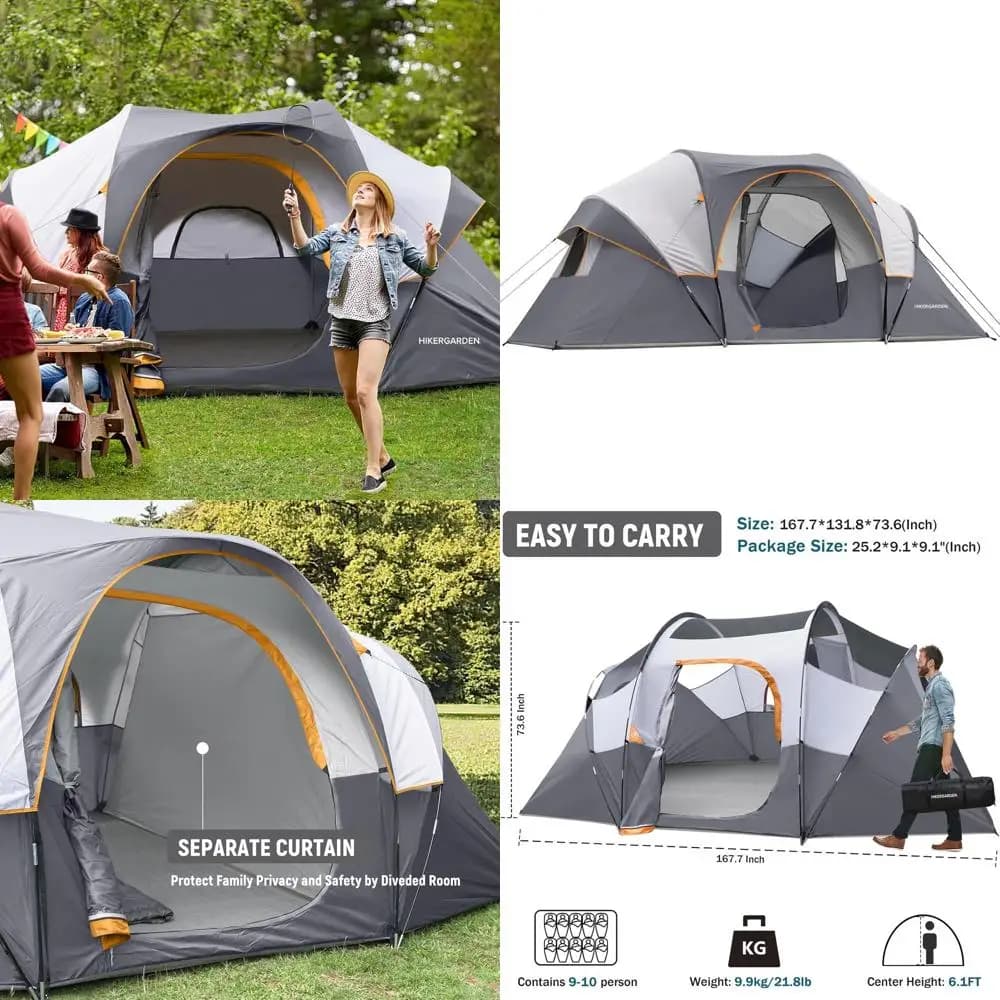 Garden Tent for 10 persons - Camping shelter for families with quick installation, dome tent for outdoor adventures