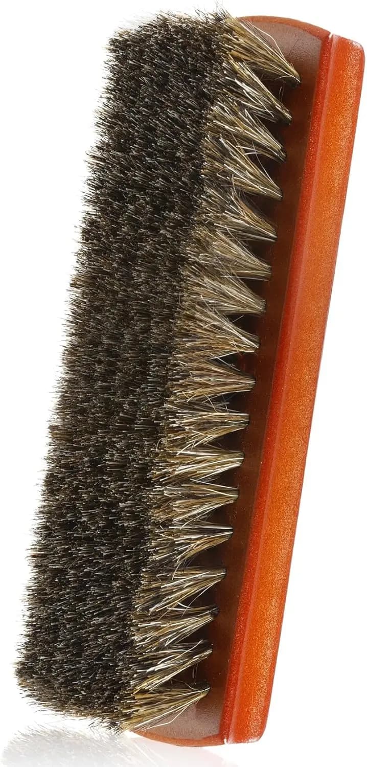 Spazzola Premium in Crine di Cavallo per la Pulizia e la Cura delle Scarpe in Pelle, Spazzola Resistente per Stivali con Applicatore