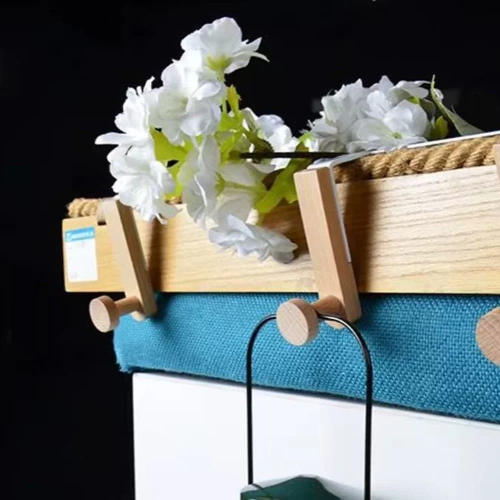 Set di 6 Ganci Organizzatori in Legno da Appendere alla Porta, per Cucina, Armadio, Asciugamani, Vestiti, Accessori Bagno