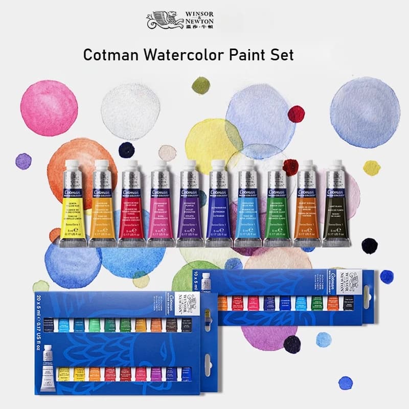 Winsor & Newton Cotman Watercolor Paint Set 5ml Tubes High Transparency Provide Outstanding Lightfastness for Student, Artist