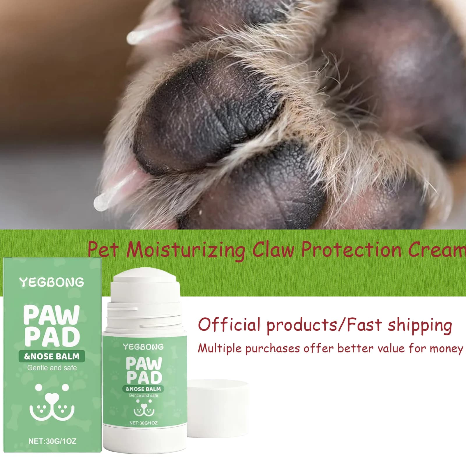 Yegbong Crema per la cura delle zampe di animali domestici per cani e gatti - Cuscinetto idratante per zampe e protezione delle artigli
