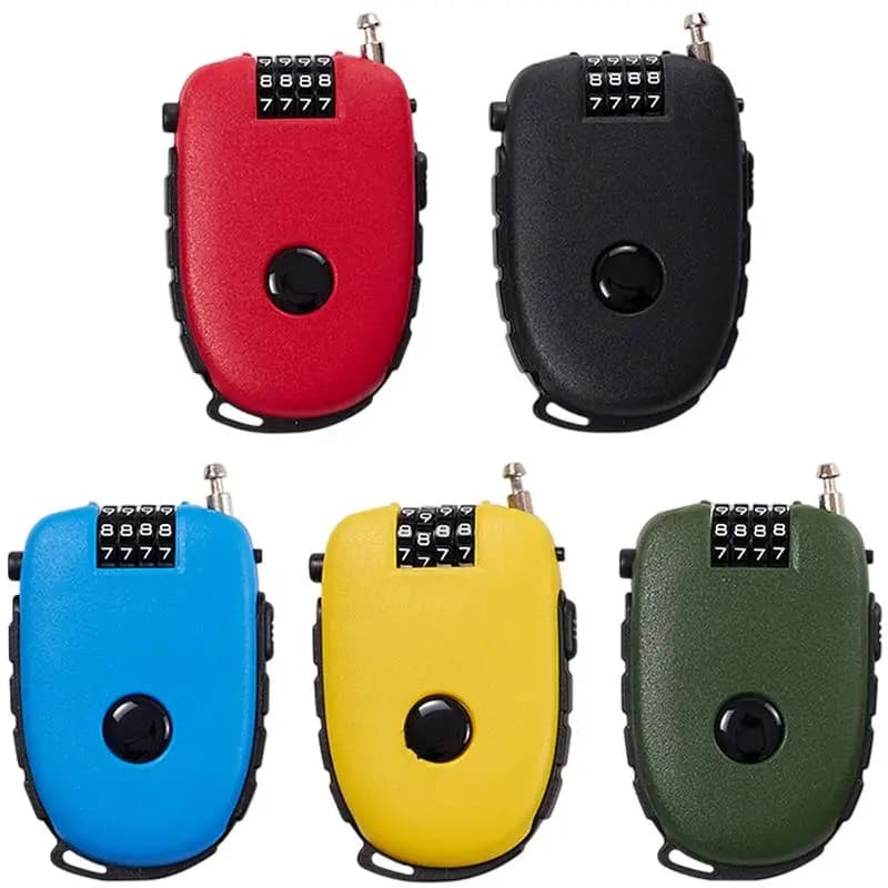 4 Digit motorcycle helmet lock Mini lock with password Anti-theft bag for luggage Cable for bicycle helmet Retractable steel combo lock