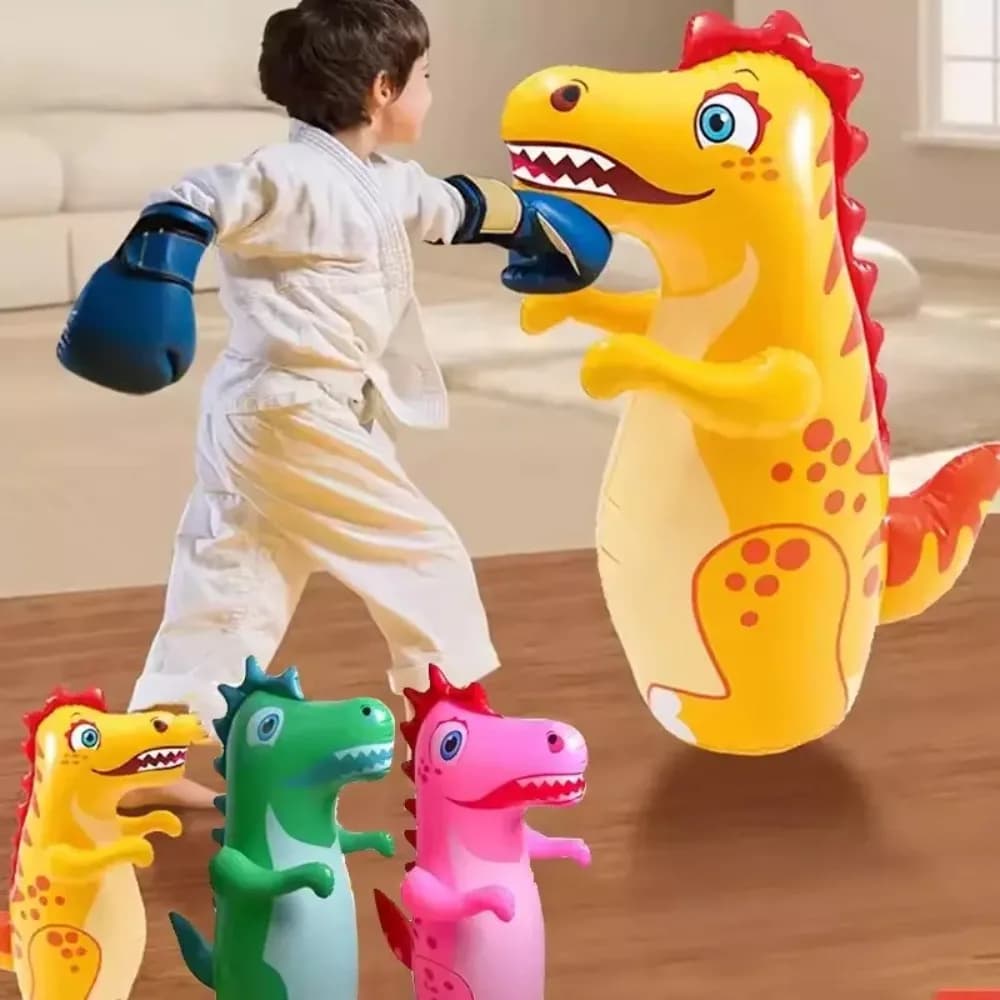 Fun Interactive 3D Inflatable Dinosaur Punching Bag PVC Dinosaur Shape Stress Relief Toy Gifts Parent Child Toys Outdoors Game