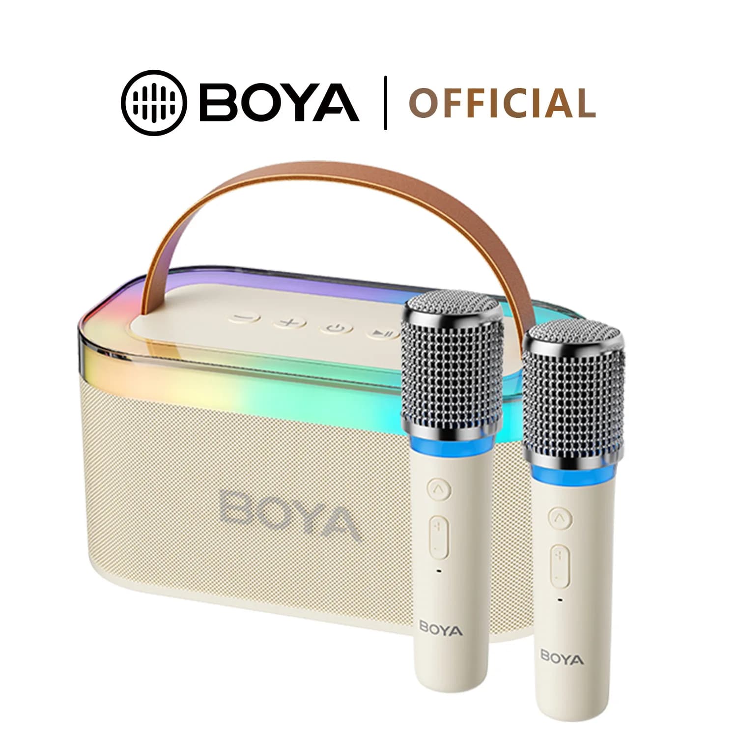 BOYA KM6 Wireless Karaoke Machine with 2 Microphones Portable Bluetooth Speaker RGB Light Home Party Singing Mic for Kids Adults